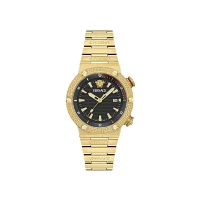 Pre-owned Versace Greca Logo Diver Bracelet Watch 'gold' | Men's Size Onesize