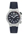 Versace Men's Swiss Blue Rubber Strap Watch 43mm In Multi