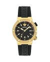 Versace Men's Greca Logo Ip Yellow Gold Polyurethane-strap Watch, 43mm In Gold