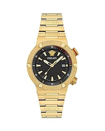 Versace Greca Logo Diver Watch, 43mm In Ip Yellow Gold