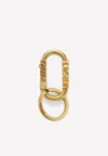Versace Gold Greca Logo Keychain In Gold