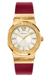 Versace Greca Logo Leather Strap Watch, 38mm In Red