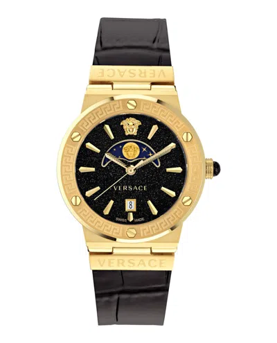 Versace Greca Logo Moonphase Watch In Gold