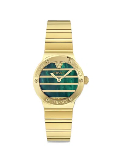 Versace Greca Logo Pearl 38mm Watch In Green