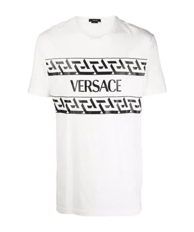 Versace Greca Logo-print T-shirt In White
