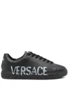 Versace Graffiti Logo Greca Sneakers In Black