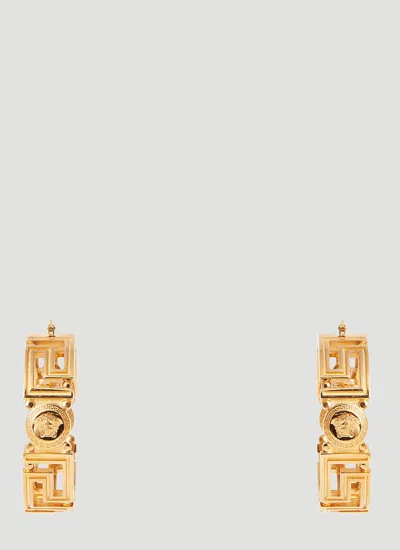 Versace Greca Loop Earrings In Gold