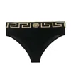 Versace Stretch Cotton Briefs With Logoed Elastic Band In Black