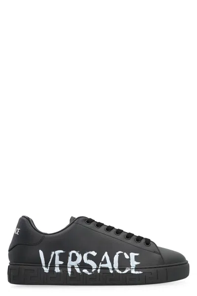 Versace Greca Low-top Sneakers In Black