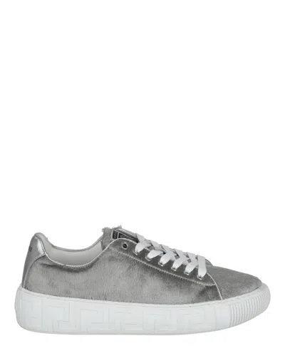 Versace Greca Low-top Sneakers In Silver