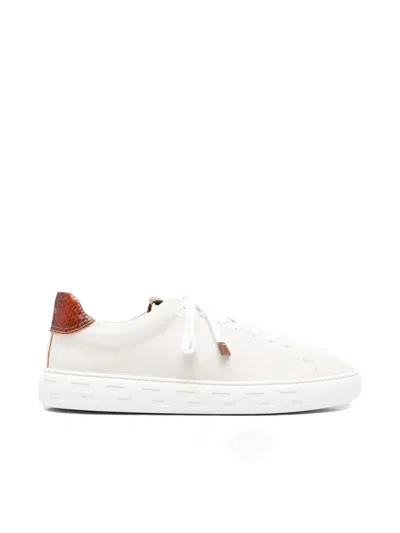 Versace Greca Low-top Leather Sneakers In Neutral