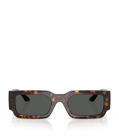Versace Greca Maxi Rectangle Sunglasses In Brown