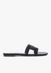 Versace Greca Maze Crystal Flat Sandals In Black
