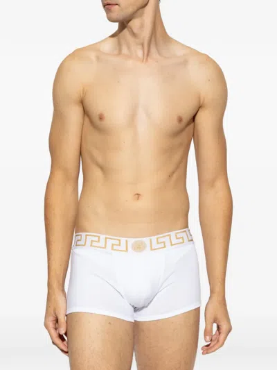 Versace Greca Medusa Boxer Shorts (set Of Two) In White