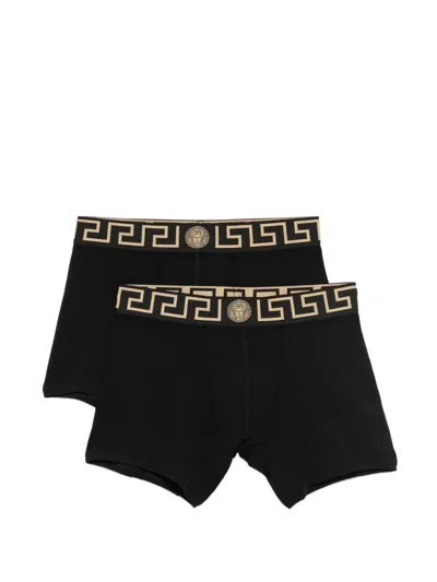 Versace Greca Medusa Boxers (set Of Two) In Black