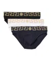 Versace Greca Medusa Head Briefs (set Of Three) In Black