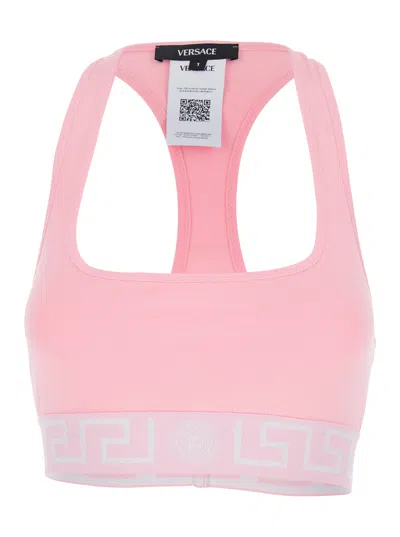 Versace Greca Medusa Logo Tank Top In Pink