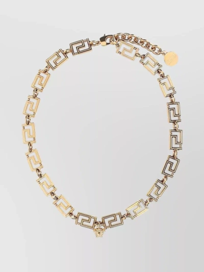 Versace Metallic Chain Link Necklace In Beige