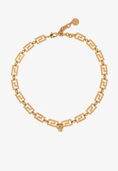 Versace Greca Medusa Pendant Necklace In Gold