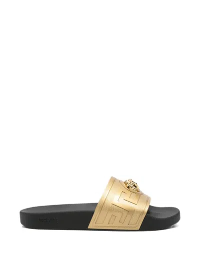 Versace Greca Medusa Slides In Gold