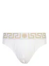 Versace Stretch Cotton Brief Set With Geometric Pattern In Black