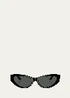 Versace Greca Mixed-media Cat-eye Sunglasses In Black