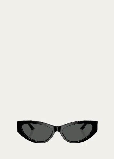 Versace Greca Mixed-media Cat-eye Sunglasses In Black