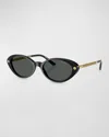 Versace Greca-detail Cat Eye-frame Sunglasses In Black