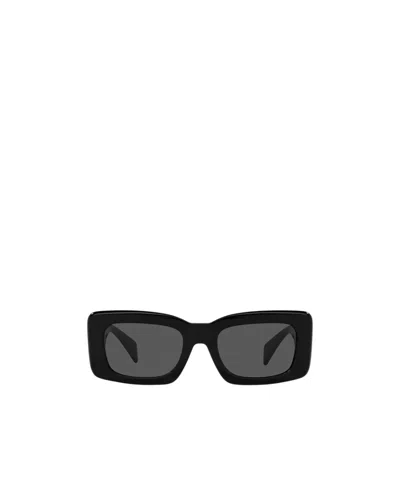 Versace Greca-motif Rectangle-frame Sunglasses In Black