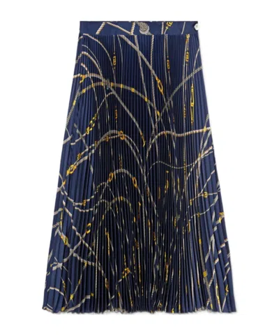 Versace Greca Nautical-print Pleated Skirt In Black