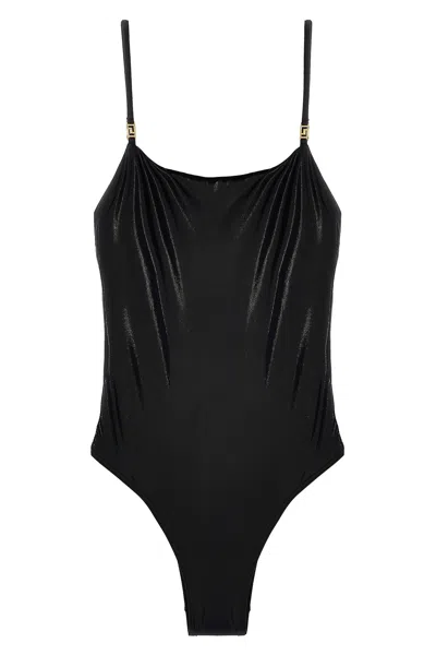 Versace 'greca' One-piece Swimsuit In Black