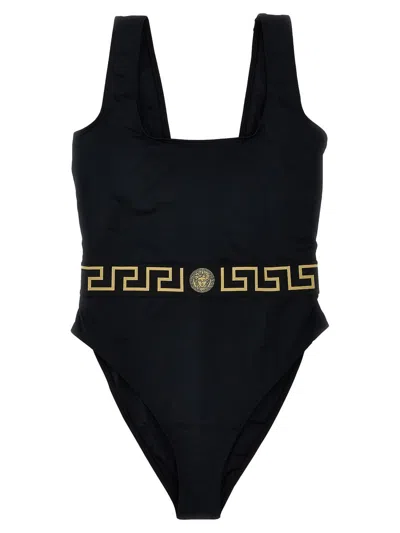 Versace Geometric Pattern One-piece Swimsuit In Black