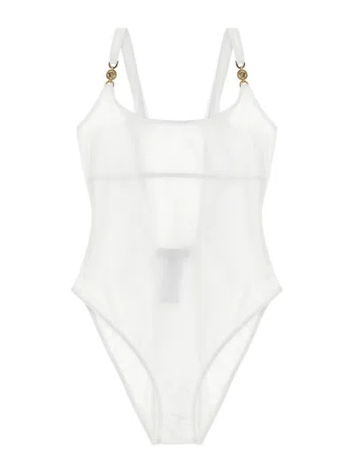 Versace Greca One-piece Swimsuit In White