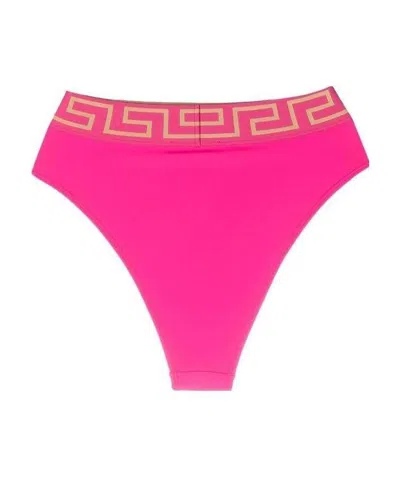 Versace Greca-pattern Bikini Bottoms In Pink