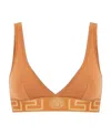 Versace Greca-pattern Bikini Top In Brown