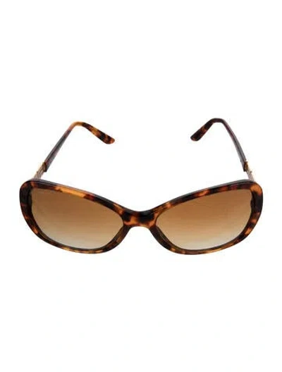 Pre-owned Versace Greca Pattern Cat-eye Sunglasses In Brown