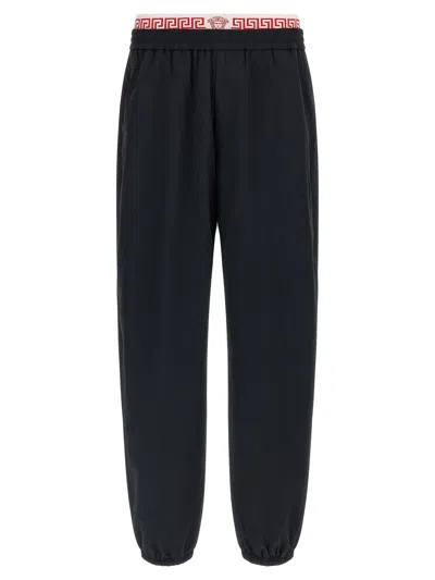 Versace 'greca' Pattern Joggers In Black