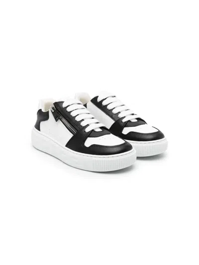 Versace Kids' Greca-pattern Panelled Sneakers In White