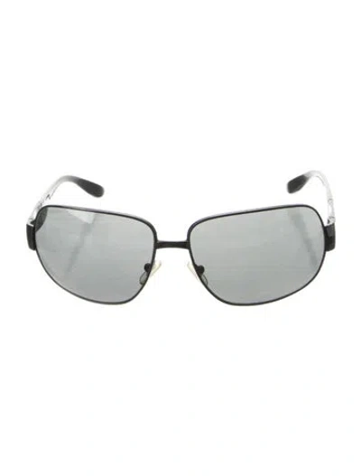 Pre-owned Versace Greca Pattern Round Sunglasses In Black