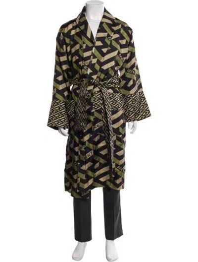 Pre-owned Versace Greca Pattern Silk Robe In Multi