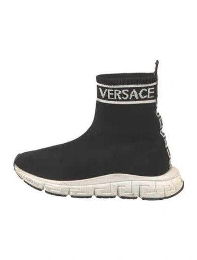 Pre-owned Versace Greca Pattern Sock Sneakers In Multi