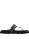 Versace Logo Strap Open Toe Rubber Sole Sandals In Black