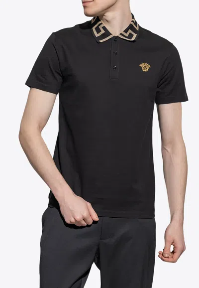 VERSACE GRECA PATTERNED POLO T-SHIRT