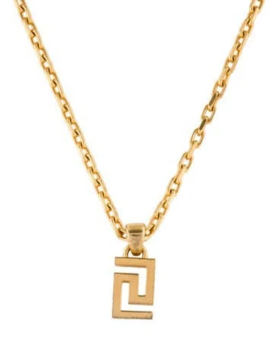 Pre-owned Versace Greca Pendant Necklace, 21.5" In Multi