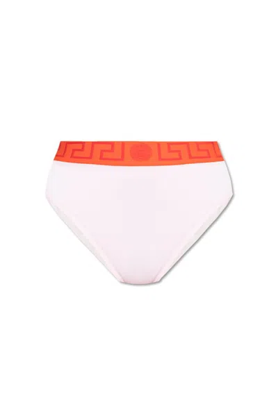 Versace Greca-detailed Briefs In Pink