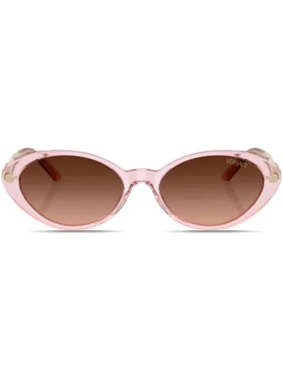 VERSACE GRECA-PLAQUE OVAL-FRAME SUNGLASSES
