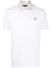 Versace Men Greca Polo Shirt With Short Sleeves In White