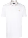 Versace Men Greca Polo Shirt With Short Sleeves In White