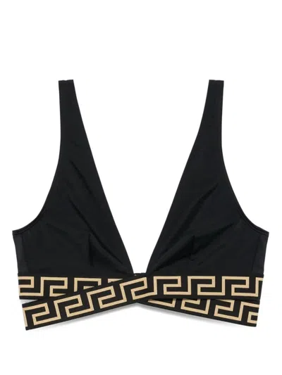 VERSACE VERSACE GRECA TRIANGLE BIKINI TOP