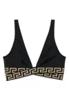 Versace Greca Triangle Bikini Top In Black